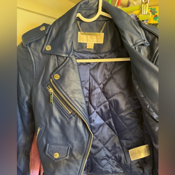 Michael Kors Moto-Style Leather Jacket - Picture 2 of 5